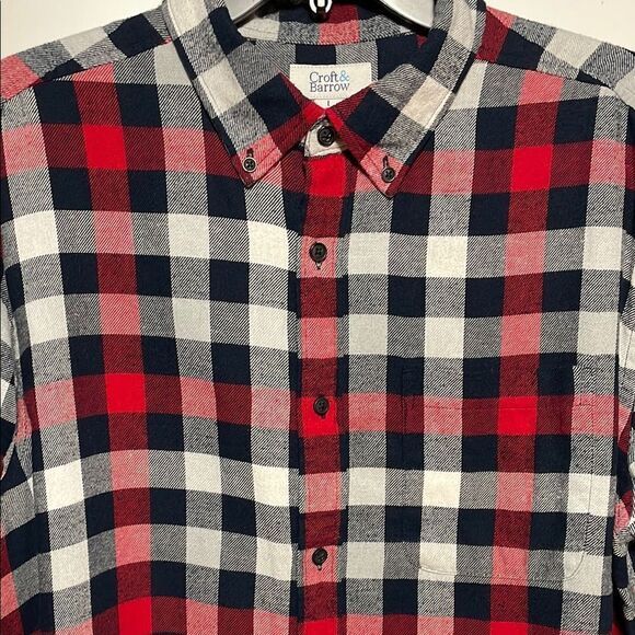 Croft & Barrow Red and Black Casual Button Down Shirt - Picture 3 of 7